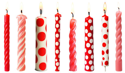 PNG Colorful polka dot birthday candles, element set on transparent background