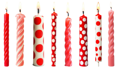 PNG Colorful polka dot birthday candles, element set on transparent background