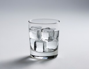 A refreshing glass of water with ice cubes, showcasing clarity and simplicity.