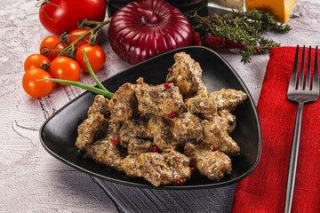 Beef liver with cream sauce