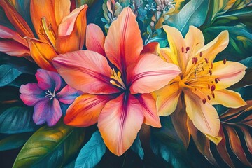 Fototapeta premium Vibrant Floral Still Life in Soft Hues