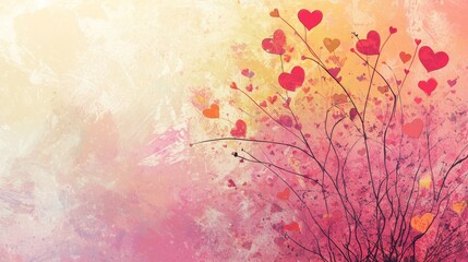 Fototapeta premium Beautiful heart-shaped flowers bloom against a colorful background of soft pastel hues during a serene afternoon