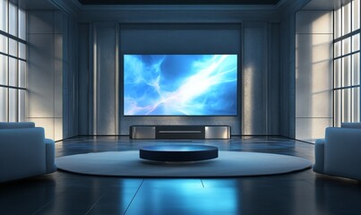 Fototapeta premium Big Tv In A Living Room. Elegant living room with big tv screen.