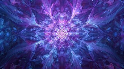 Obraz premium A glowing abstract fractal in shades of blue and purple.