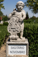 Stone statue depicting the sagittarius sign belonging to the episcopal garden of the city of  Castelo Branco-Portugal.