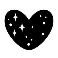 Fototapeta premium Black and white heart clipart. Valentines day clipart. Valentine heart doodle in cartoon flat style. Hand draw vector illustration