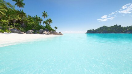 Naklejka premium Tranquil Tropical Beach Scene