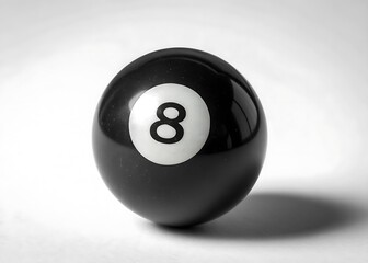 Black billiard ball with number eight cut out