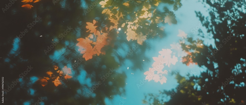 Poster glowing trees illuminate a magical forest with ethereal leaves under a starry sky at twilight
