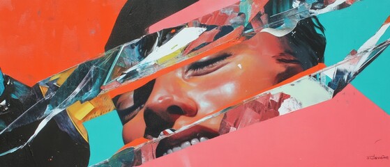 Vibrant urban art featuring striking graffiti murals and abstract shapes in a colorful display