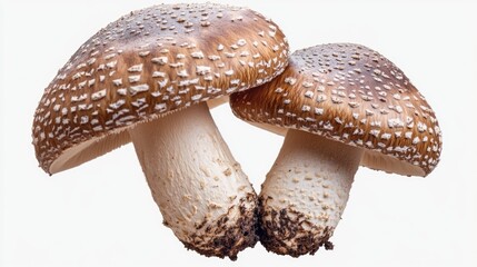 Obraz premium Brown and white fungi with spores.