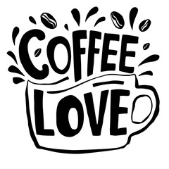 Cute lettering "Coffee love" vector