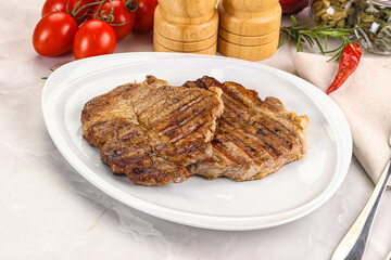 Grilled pork neck sirloin steak
