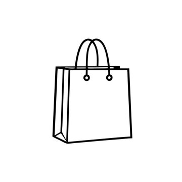 recommend clip art: Simple line art illustration of a shopping bag, symbolizing retail and consumerism.