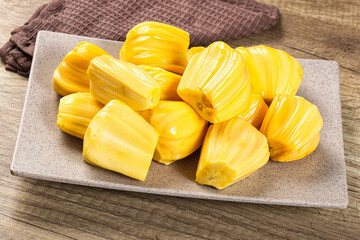 Raw ripe yellow jackfruit segment