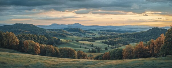 alpine landscape panorama in the evening, herzogstand mountain