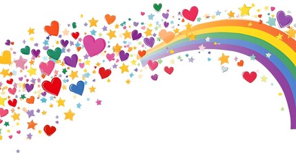 Colorful Hearts Stars Rainbow Festive Design Illustration Background Happy Joyful Celebration Lovely Romantic Cute Whimsical Sweet Pretty Delightful Charming   