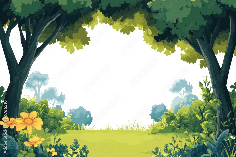 Leinwandbilder calm forest clearing with bright flowers and lush greenery perfect for adding text or message. gener