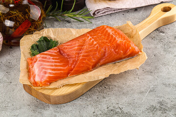 Piece of cut salmon fillet