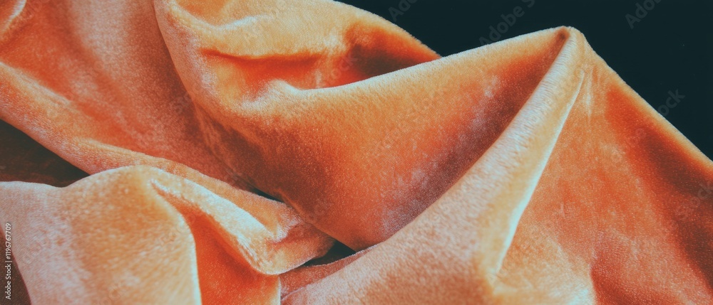 Poster luxurious crumpled velvet fabric in rich folds against a dark backdrop showcasing a soft texture