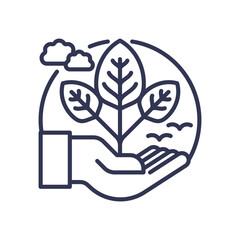 Hand holding a plant symbolizes nurturing nature and sustainability.