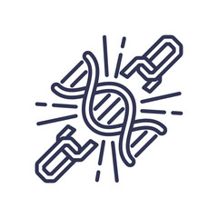 DNA strand breaking free from chains, symbolizing genetic liberation.