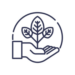 Hand holding a plant symbolizes growth and nurturing.