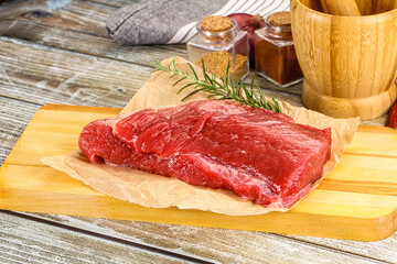 Raw beef flesh for cooking