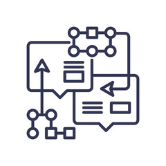 Flowchart with arrows and nodes symbolizing interactive learning processes.