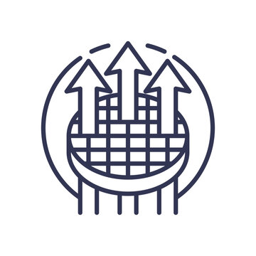 Arrows and grid symbolize filtration and flow in membrane technology.