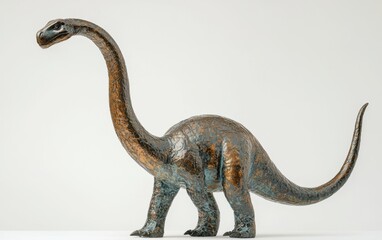 Obraz premium A majestic Brachiosaurus with its long neck extended upward, gracefully posed on a pristine white background