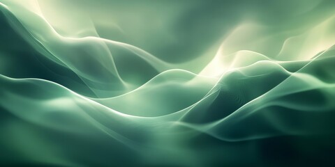 Fototapeta premium Abstract muted green gray glowing background, neon reflections texture website header, subtle pastel shades, Generative AI