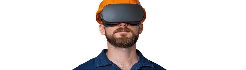 Fototapeta premium Virtual reality experience with transparent background construction worker digital art indoor close-up innovation