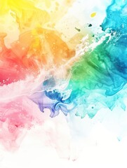 Fototapeta premium Vibrant watercolor art with drips and splatters, showcasing a spectrum of vivid hues.