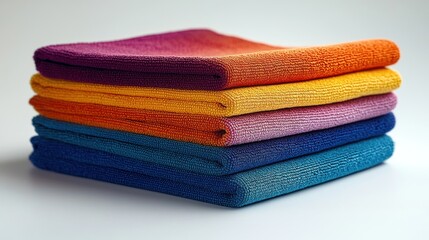 Stack of Colorful Microfiber Cleaning Cloths