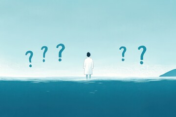 FAQ, persona among the question marks, thoughts and questions about his life, existential crisis, problems and self-search