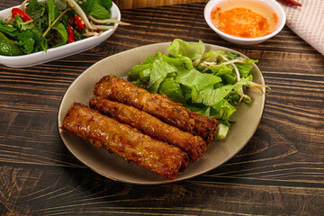 Fried Vietnamese spring roll with special sauce