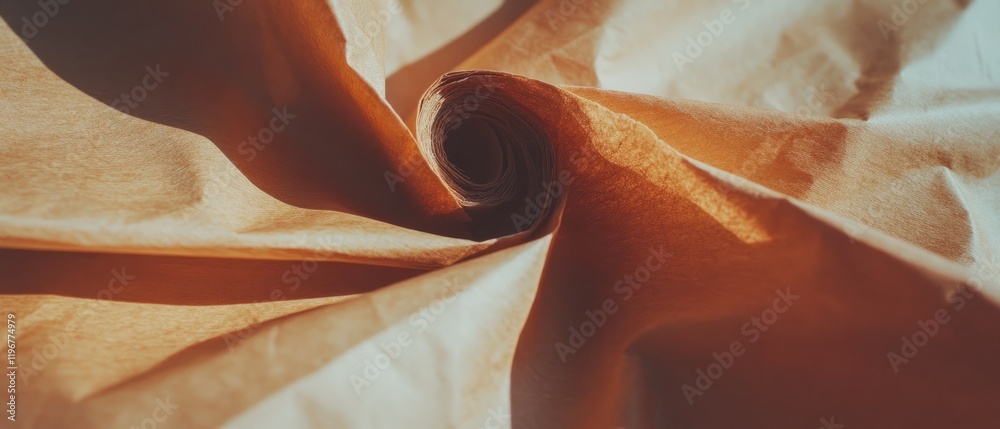Poster kraft paper roll showcasing strong texture and versatility for packaging and crafting in natural lig