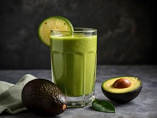 Healthy Homemade Avocado Smoothie with Spinach Pineapple and Yogurt
