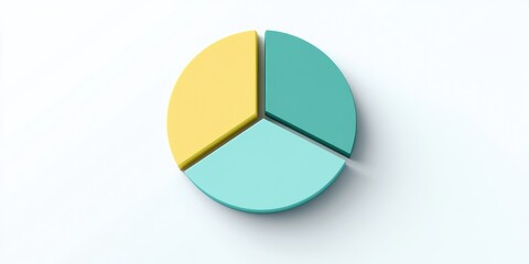 Obraz premium A pie chart is divided into three pieces, with the middle piece being yellow