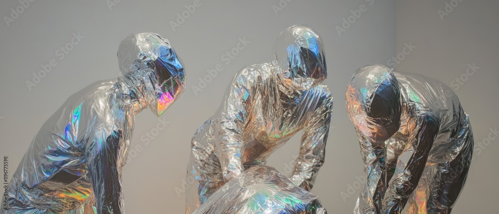 Aufkleber exploring the artistic potential of aluminum foil sculptures in abstract and three-dimensional forms
