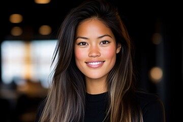 Fototapeta premium smiling business woman in a suit. a woman poses for a photo. The concept of confidence and professionalism. a stylish and confident lady
