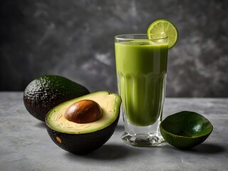 Healthy Homemade Avocado Smoothie with Spinach Pineapple and Yogurt
