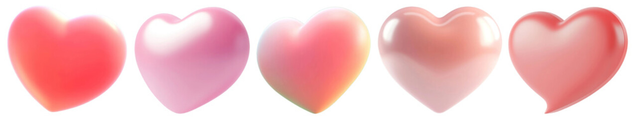 PNG Glossy gradient heart icons, element set on transparent background