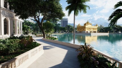 Fototapeta premium Golden Temple and City Park