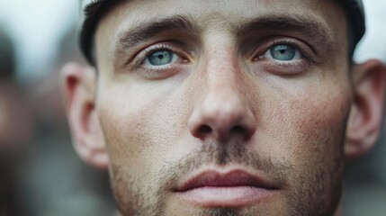 Obraz premium A soldier stands tall, wearing a crisp uniform, embodying the spirit of U.S. Independence Day. His focused gaze reflects dedication and patriotism amidst a backdrop of celebration