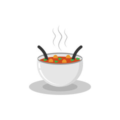 Hot chicken soup vector design illustration isolated on white background.