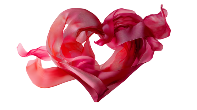 heart made of ribbon on a pink background for valentine's day