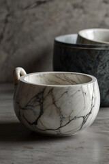 A marble bowl with a trend material for lid and handle,practical,special design 