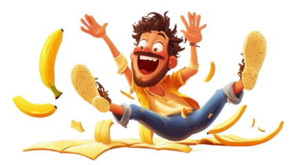 April Fools’ Day Illustration of a Cartoon Character Banana, transparent background, isolated on white, PNG file